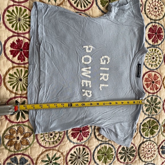 Brandy Melville Girl Power Light Blue Tee Shirt Top - Picture 4 of 6